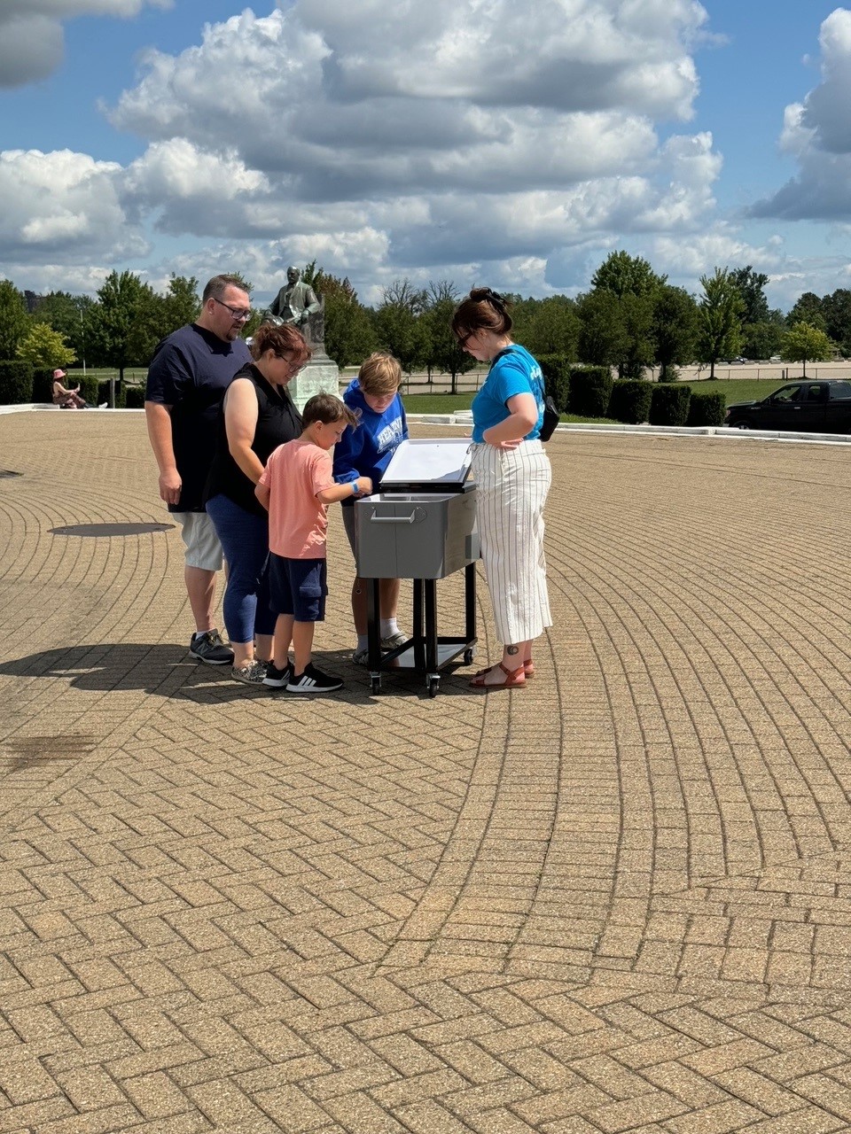 Community members choosing their free ice cream. 