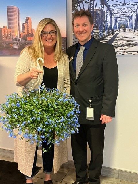 Recipient of free flowers courtesy of a Michigan First team member. 